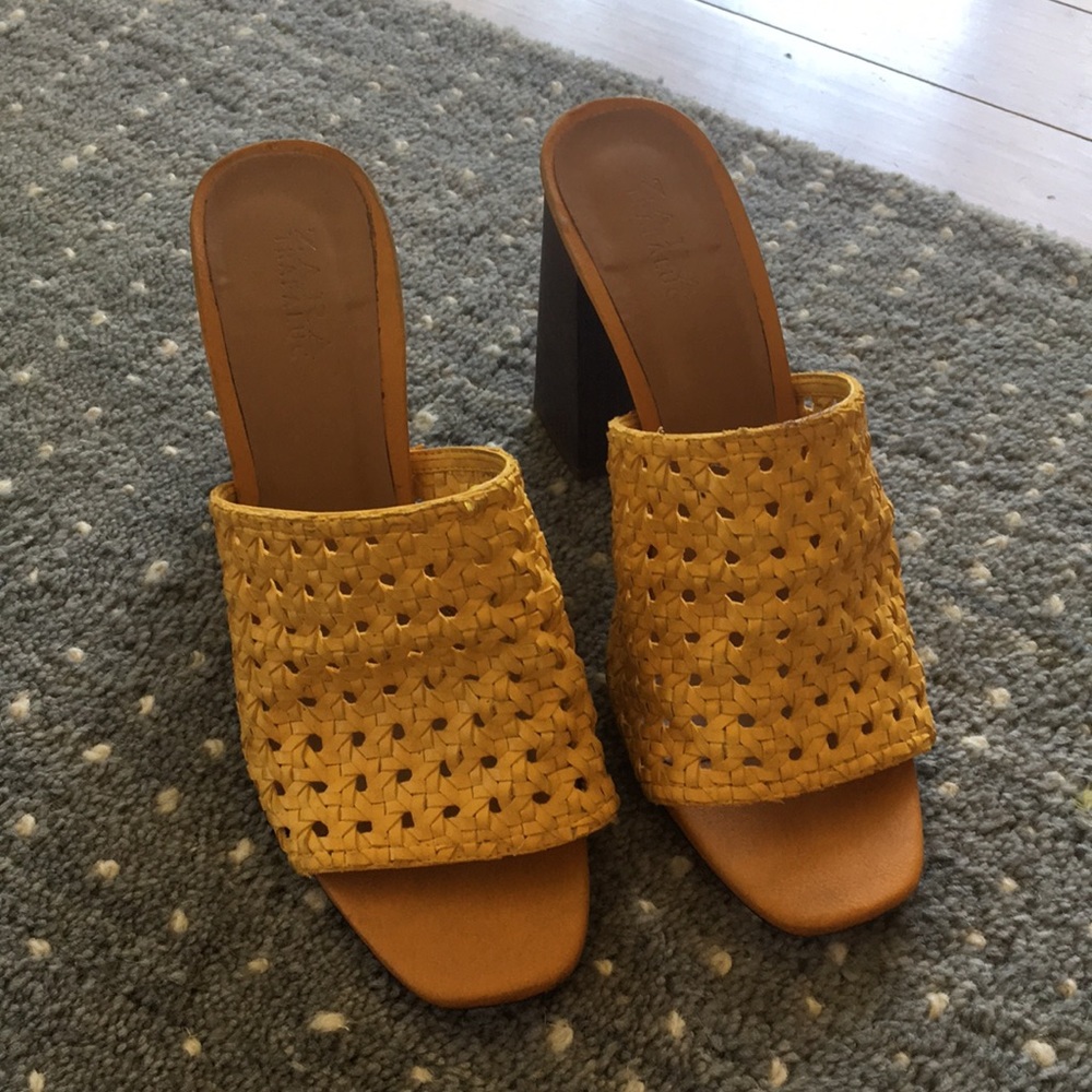 Zara Yellow Block Heels